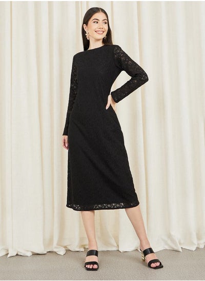 Buy All Over Lace Sheath Midi Dress in Saudi Arabia