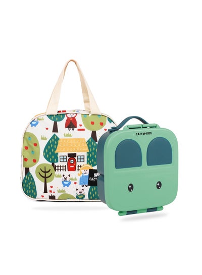 اشتري Eazy Kids Bento Lunch Box w/ Insulated Lunch Bag Combo-Green في الامارات