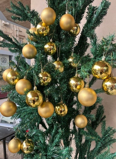 Buy Christmas Ball Ornaments Gold 30 Pcs Small Shatterproof Christmas Tree Decorations Xmas Tree Christmas Ornaments Balls with Hanging Loop for Wedding Holiday Party Wreath Home Decor Two shapes in Egypt