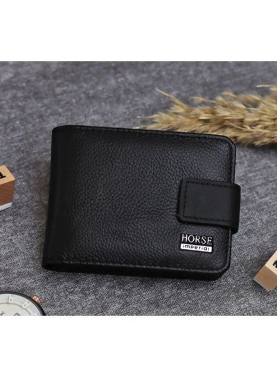 Buy Wallet For Keeping Paper Money with pockets Card  Holder - Leather - Black in Egypt