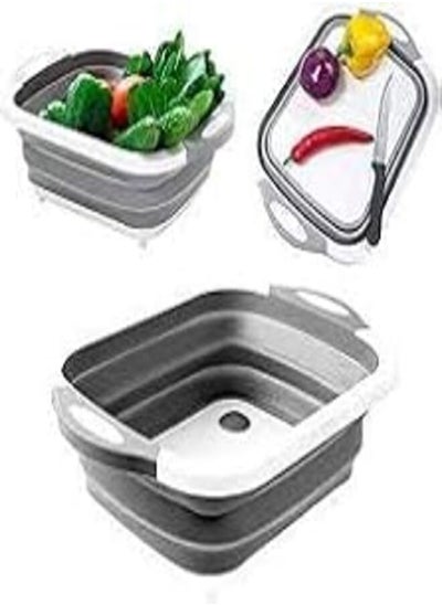 اشتري Delidge Foldable Cutting Board Chopping Blocks Tool Silicone Drain Cutting Board Basket Dish Tub with Draining Plug Fruit Washing Basket في مصر