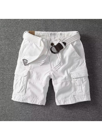 Buy 2024 Spring Summer New Casual Shorts Multi-Pocket Plus Size Trendy White in Saudi Arabia