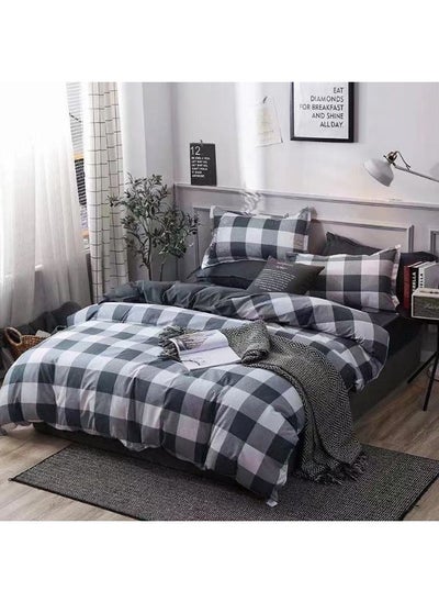 اشتري Microfibre King Size Duvet Cover Set Includes 1xDuvet Cover 220x240cm, 1xFitted Sheet 200x200+30cm, 4xPillow Case Microfiber Multicolour 50x75cm في الامارات