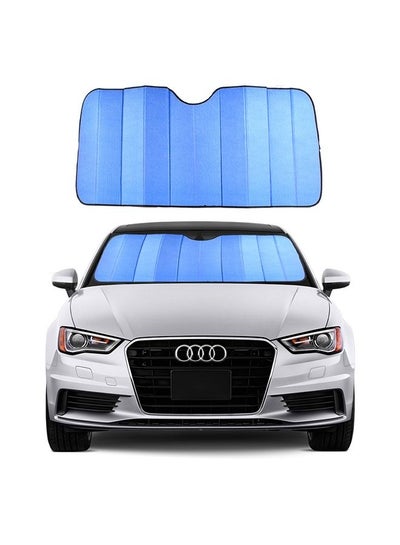 اشتري Car Foldable UV Ray Reflector  Windshield Sunshade Keeps Vehicle  Blue (145 X 70 CM) Front Window Sun Shade Visor Shield Shade في السعودية