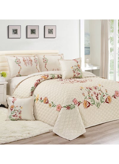 Buy Floral Compressed 4 Piece Comforter Set By Sleep Night Px-003 Single Size Off White 160×210 cm in Saudi Arabia