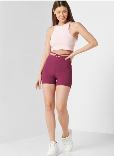 Buy Ribbed High Waist Mini Shorts in UAE