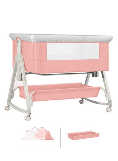 اشتري Newborn Crib, Splicing Big Bed, Portable Foldable Baby Bed, Multifunctional Movable Cradle Bed في الامارات