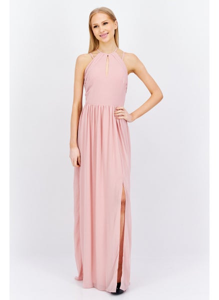 Buy Women Plain Bridesmaid Maxi Dress, Dusty Pink in UAE