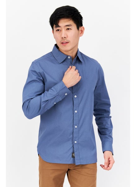 اشتري Men Classic Fit Solid Long Sleeves Casual Shirt, Stone Blue في السعودية