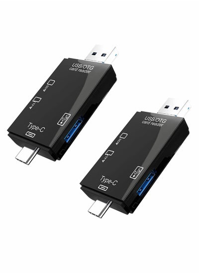 اشتري 2PCs 2-Slot Type-C OTG and USB 3.0 Micro SD Card Reader Multifunction Connector Supports for CF/SD/SDHC/SCXC/MMC/MMC Micro, Etc Windows Mac Linux, Certain Android Systems في الامارات