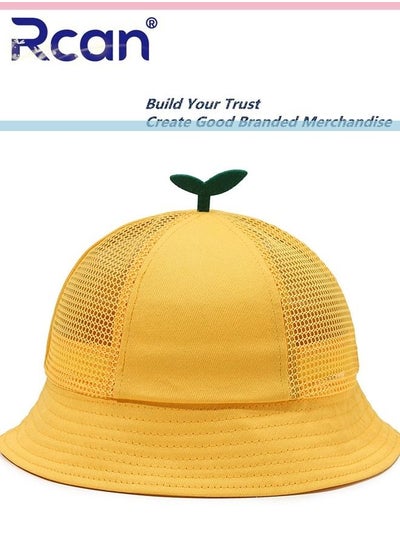 Buy Mesh Windproof Sunscreen Hat Breathable Children's Cap Primary School Students 3-7 Years Old Yellow in Saudi Arabia