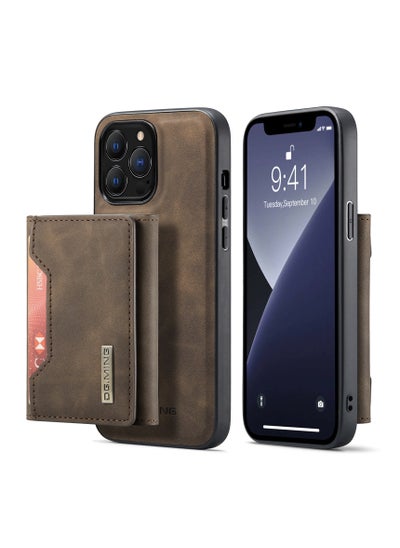 Buy Wallet Case for Apple iPhone 13 Pro, DG.MING Premium Leather Phone Case Back Cover Magnetic Detachable with Trifold Wallet Card Holder Pocket (Coffee) in UAE