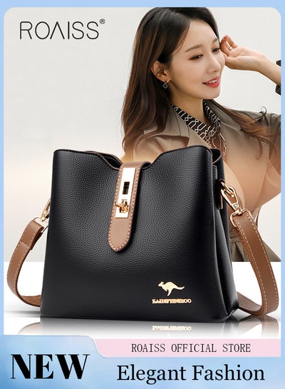 Buy Leather Women Shoulder Bag Women's Handbag Elegant Patent Leather Bag Waterproof Handbag Shoulder Bag Women Large Capacity Bag in UAE