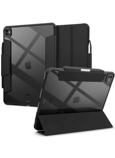 Buy Ultra Hybrid Pro for iPad Pro 13 inch Case Cover (2024) M4 with Clear Transparent Back and Pencil Holder - Black in UAE