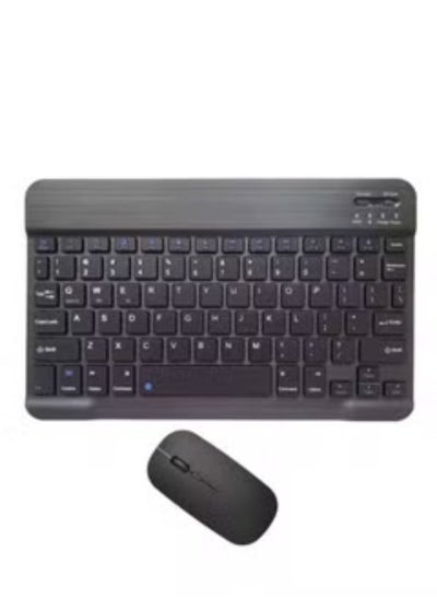 Buy Rechargeable Bluetooth Keyboard And Mouse Combo Ultra-Slim Portable Compact Set For Android Windows Tablet Cell Phone IPhone IPad Pro Air Mini OS IOS 13 And Above Black in UAE