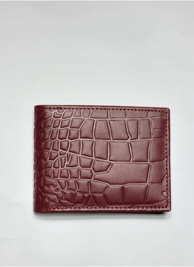 Buy Sleek Red Leather Crocodile Texture And Cow Leather Wallet for Men: Style Meets Functionality in UAE