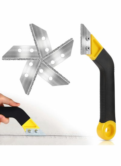 اشتري Grout Scraping Rake Tool, Tile Grout Hand Saw Angled Grout Clean Remover with 6 Pcs Blades Replacement for Tile Cleaning في الامارات