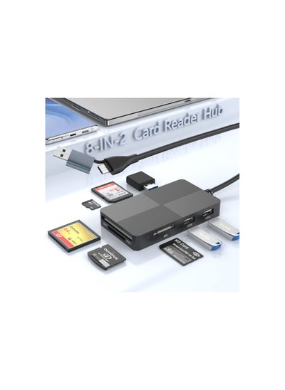 اشتري USB C Multi Card Reader Hub, 5 Memory Cards with Extra 3 USB3.0, SD/TF/CF/Micro SD/XD/MS Memory Card Reader/Adapter/Hub Fit for SD SDXC SDHC CF CFI TF Micro SD Micro SDXC SDHC MS UHS USB Stick Mouse في الامارات