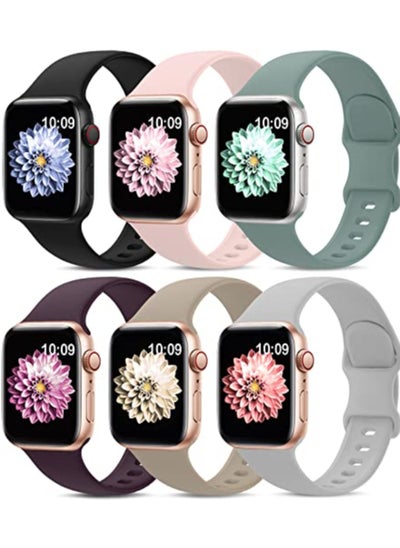 Buy 6 Pack Sport Bands Compatible with Apple Watch Band 38mm 40mm 41mm 42mm 44mm 45mm 49mm,Soft Silicone Waterproof Wristbands Compatible with iWatch Apple Watch Series 8 7 6 5 4 3 2 1（41/40/38mm）） in Saudi Arabia