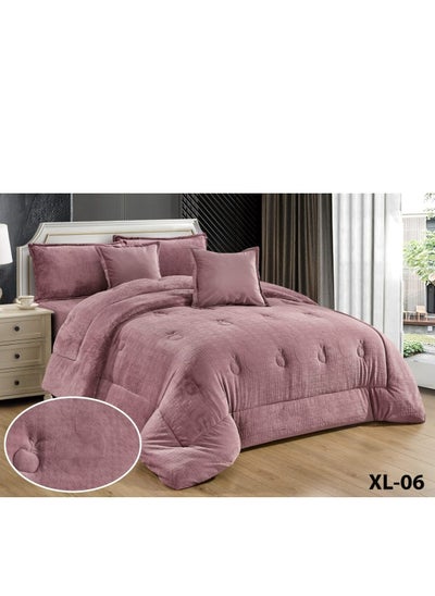 Buy Luxury Royal Bedspread 6 Pieces For Two People Winter Two Sides Velvet Side And Fur Side King Size 250x230 cm in Saudi Arabia