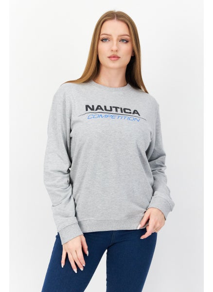 اشتري Women Crew Neck Long Sleeve Brand Logo Sweatshirt, Grey Marl في الامارات