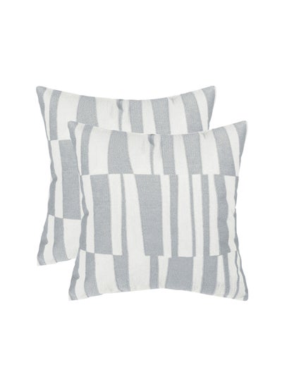 Buy 2 Piece Embroidered Cushion Cover (45X45cm) Without Filler Grey in Saudi Arabia