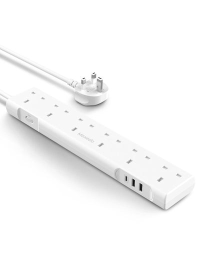 Buy Moxedo 3250W Power Strip Surge Protector 9 Way 1 USB-C PD Ports + 2 USB-A Ports + 6 AC Outlets Fast Charging with 2M Cable Length in UAE