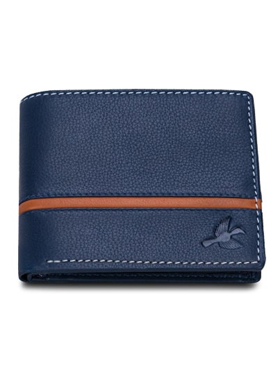 اشتري Denial Navy Leather Wallet for Men | Leather Mens Wallet with RFID Blocking | Wallets Men Genuine Leather, Navy, Two Fold Wallet في الامارات