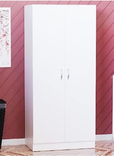 اشتري Karnak 2 Door Wardrobe, White Shelf & Hanging Rail Wooden Bedroom Engineered Wood Storage Furniture White في الامارات