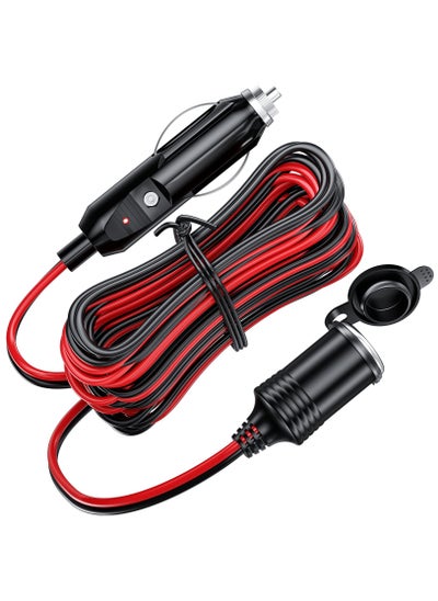 اشتري 13FT Cigarette Lighter Extension Cord, 12V 24V Cigarette Lighter Plug to Socket 16AWG Heavy Duty Extension Cable with 15A Fuse and LED Indicator Car Cigarette Lighter Aux Socket Plug Connector في السعودية