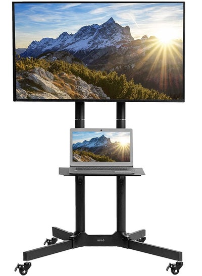 Buy Black Rolling TV Cart for 32' to 65' LCD LED Plasma Flat Panel Screen | Mobile Stand with Wheels (STAND-TV03E) in UAE