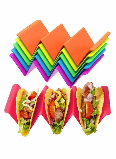 Buy 6 pcs Colorful Taco Holder Stands Premium Large Taco Tray BPA Free PP Health Microwave Safe in UAE