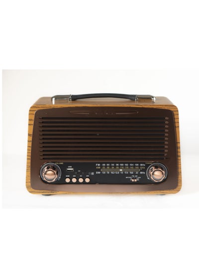 Buy Retro Portable Radio With AM FM And Shortwave Battery Powered Features Bluetooth Speaker AUX TF Card And USB MP3 Player Ideal For Home Kitchen Or Outdoor Use in UAE