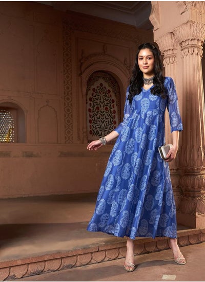 اشتري Chanderi Paisley Print Anarkali Maxi Kurta في السعودية