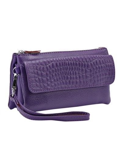 Buy Leather Wallet With Zipper Purple in UAE