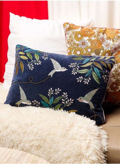 Buy Secret Garden Velvet Bird Cushion in UAE