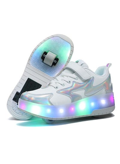 اشتري Kids Roller Skates Light up Shoes with Double Wheel Shoes LED USB Charging Roller Sneakers for Girls Boys Best Gift في السعودية