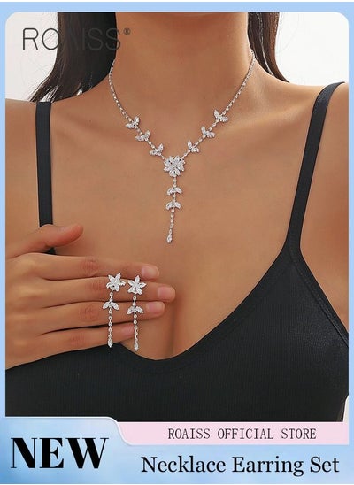 اشتري 2 Piece Jewelry Set of Necklace and Earrings Shiny Pearl Diamond Chic Rhinestone Decor Jewellery Set for Women Ladies Gift for Girlfriend Wife Mother Bridesmaids Wedding Party Accessories في الامارات