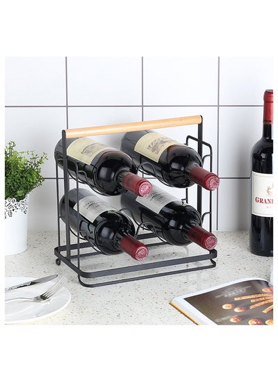 Buy Atticus Bottle Holder Metal Rack Bottle Organizer For Home Kitchen Black 25.5 X 15.5 X 26 Cm in UAE