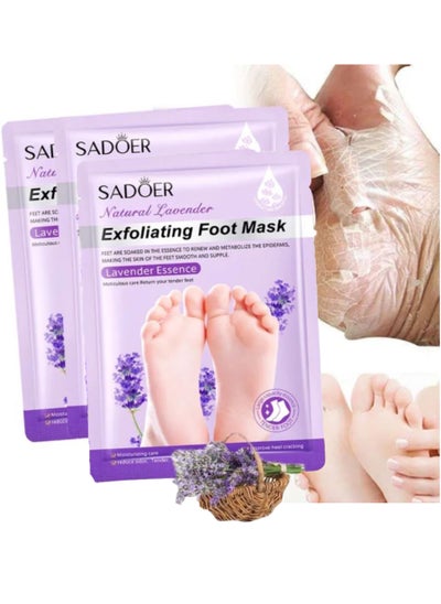 Buy Pack Of 3 Natural Lavender Exfoliating Foot Mask, Multi-Whitening Essence Energy, Intensive Nourishment And Care Of Foot, Anti-cracking, Hydrating And Repairing in UAE