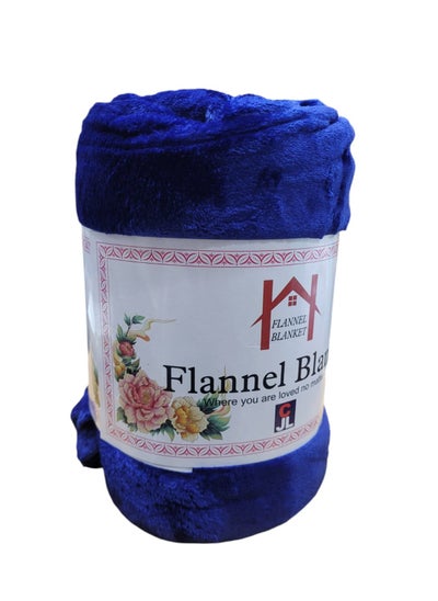 اشتري Fleece Blanket 200x240Cm Soft-Fluffy Blanket-Warm For Sofa And Bed-Easy To Carry-Navy Blue Colour في الامارات