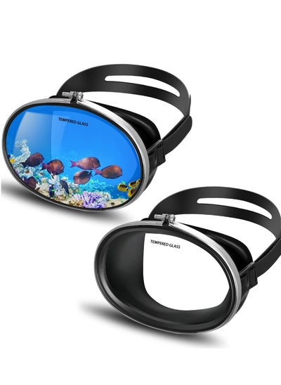 Buy 2 Pcs Oval Shape Scuba Diving Mask Classic Freediving Mask Retro Oval Anti Fog Tempered Glass Lens Stainless Steel Silicone Diving Goggles for Adults Men Women Spearfishing Snorkeling Swimming Black in Saudi Arabia