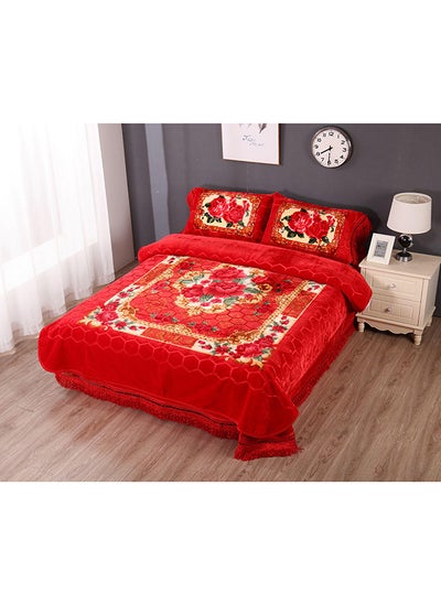 اشتري Blanket Set of 4 Pieces 160 x 220CM Double Ply Premium Blanket With Bedcover Pillowcase في الامارات