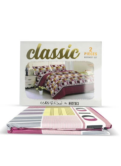 اشتري Single Bedsheet Set Micro Fiber 80 GSM Premium Quality Everyday Use Breathable And Soft Classic 1 Single Bed Sheet (230 x 140 cm) And 1 Pillow Case (51 x 76 cm) Printed Design Multi Color في الامارات