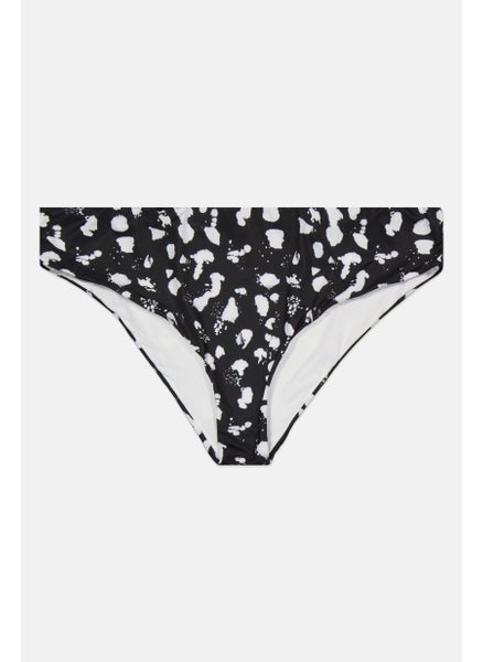 اشتري Women Plus Size Allover Printed Bikini Bottom, Black Combo في الامارات