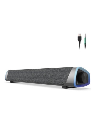 اشتري Computer Speakers, Wired USB-Powered Bluetooth V5.3 PC Sound Bar, Colorful RGB Lights with Switch Button, Surround Sound Portable Computer SoundBar Speaker for Desktop Laptop Phone(Black） في السعودية