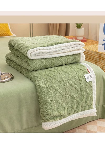 اشتري Home Thick Bed Blanket Double Side Lamb Cashmere Fleece Plaid Blanket Winter Warm Throw Sofa Cover Newborn Wrap Kids Bedspread في الامارات