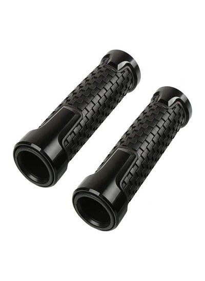 Buy Motorcycle Handlebar Grip, Universal 22MM Aluminum Soft Rubber Grips for Throttle and Clutch Suzuki Gloss Black, 1 Pair in UAE