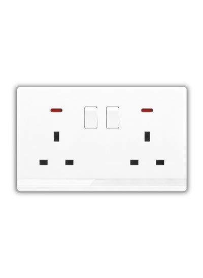 اشتري Double 13A Type-G Plug Socket with Switch & Indicator Light - 3x3" White/Ivory Finish في الامارات