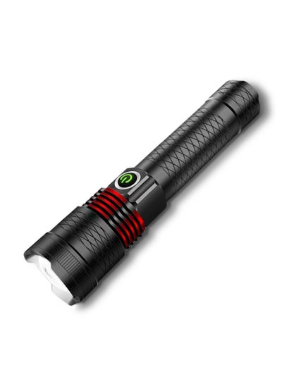 Buy Rechargeable LED Flashlight | 10W Laser LED | 500 Lumens | 1800m Range | 3 Modes (High, Low, SOS) | Aircraft Non-Corrosive Aluminum Body | Type C Charging | Rotatable Head | Powerful Light Beam in UAE